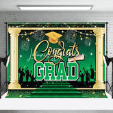 Lofaris Blue Gold Cap Sparkle Congrats Grad Party Backdrop